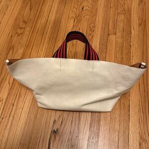 Clare V. Simple Tote with Red and Black Handles